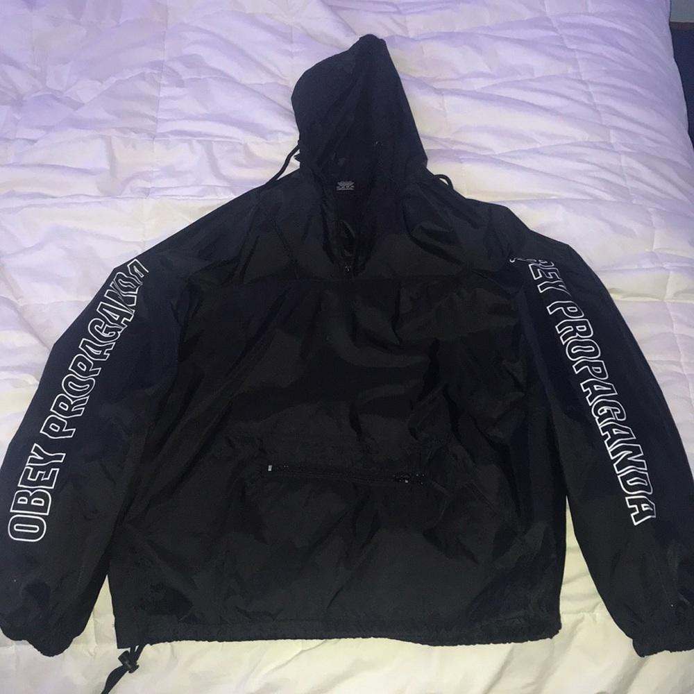 obey black windbreaker.